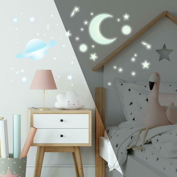 Celestial Peel and Stick Wall Decals | Removable Repositionable Stickers | Easy Damage-Free Wall Art for Kids Bedroom Nursery Playroom