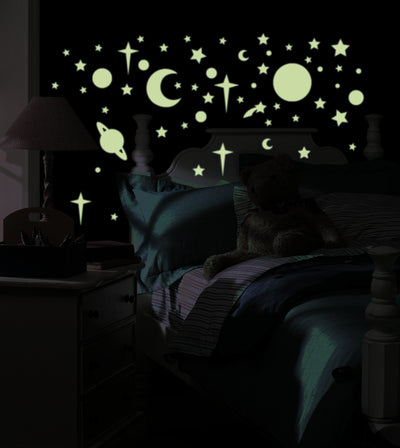 Celestial Peel and Stick Wall Decals | Removable Repositionable Stickers | Easy Damage-Free Wall Art for Kids Bedroom Nursery Playroom