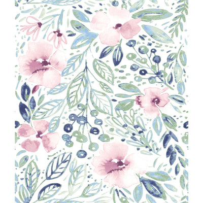 Clara Jean April Showers Flowers Peel and Stick Wallpaper | Removable Self-Adhesive Wall Covering | Easy Apply Damage-Free Decor for Bedroom Living Room Accent Wall