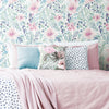 Clara Jean April Showers Flowers Peel and Stick Wallpaper | Removable Self-Adhesive Wall Covering | Easy Apply Damage-Free Decor for Bedroom Living Room Accent Wall