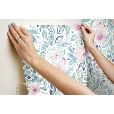 Clara Jean April Showers Flowers Peel and Stick Wallpaper | Removable Self-Adhesive Wall Covering | Easy Apply Damage-Free Decor for Bedroom Living Room Accent Wall