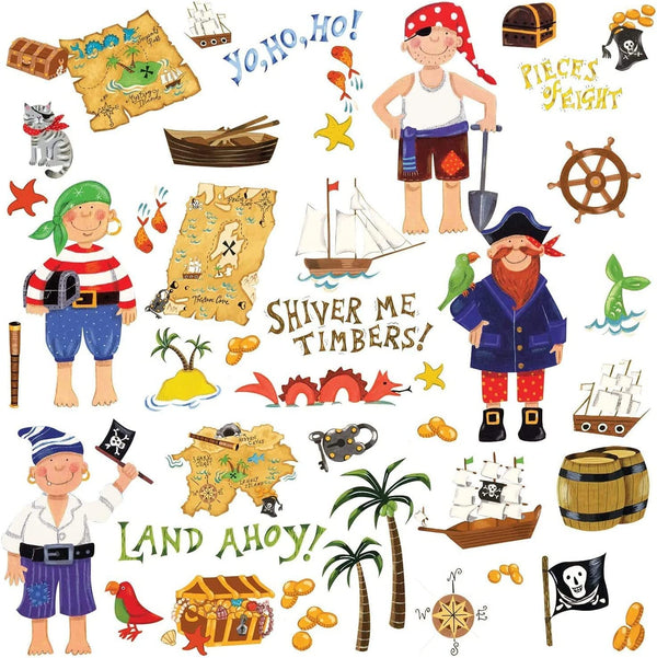 Treasure Hunt Peel and Stick Wall Decals | Removable Repositionable Stickers | Easy Damage-Free Wall Art for Kids Bedroom Nursery Playroom