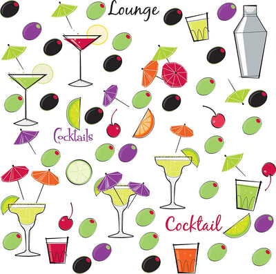 Martini Lounge Peel and Stick Wall Decals | Removable Repositionable Stickers | Easy Damage-Free Wall Art for Kids Bedroom Nursery Playroom