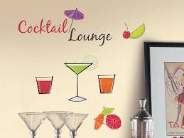 Martini Lounge Peel and Stick Wall Decals | Removable Repositionable Stickers | Easy Damage-Free Wall Art for Kids Bedroom Nursery Playroom