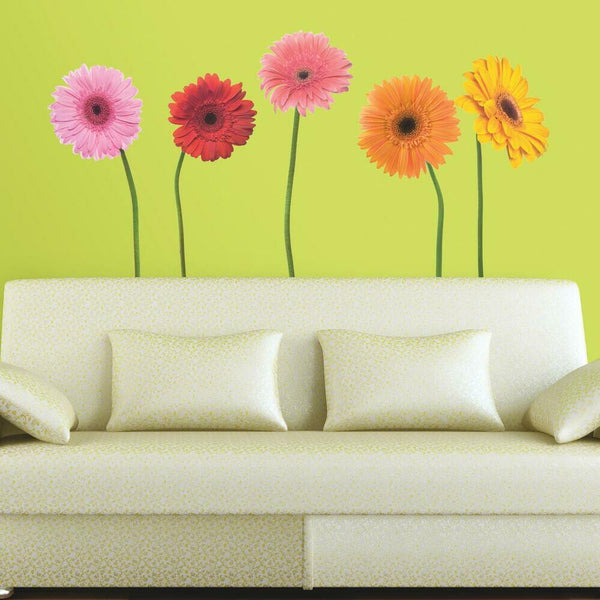 Gerber Daisies Peel and Stick Wall Decals | Removable Repositionable Stickers | Easy Damage-Free Wall Art for Kids Bedroom Nursery Playroom
