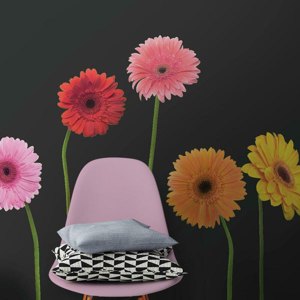 Gerber Daisies Peel and Stick Wall Decals | Removable Repositionable Stickers | Easy Damage-Free Wall Art for Kids Bedroom Nursery Playroom