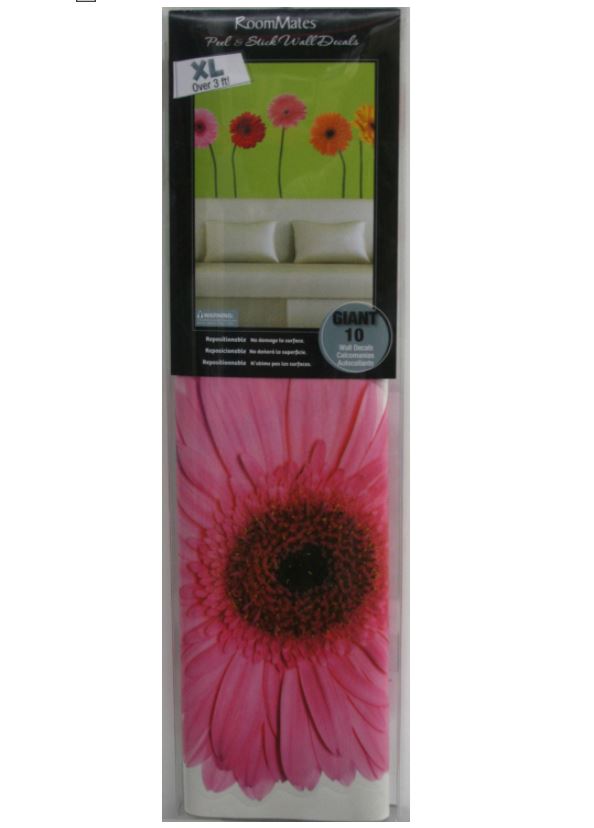 Gerber Daisies Peel and Stick Wall Decals | Removable Repositionable Stickers | Easy Damage-Free Wall Art for Kids Bedroom Nursery Playroom