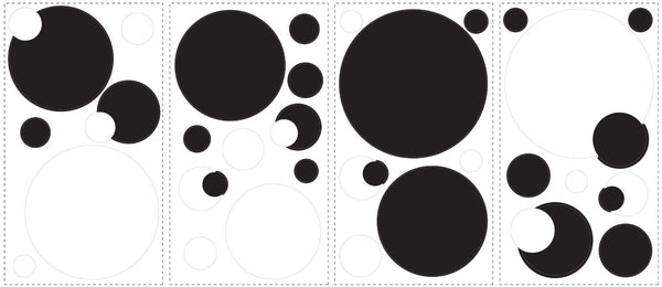Black And White Chalkboard Dots Peel and Stick Wall Decals | Removable Repositionable Stickers | Easy Damage-Free Wall Art for Kids Bedroom Nursery Playroom