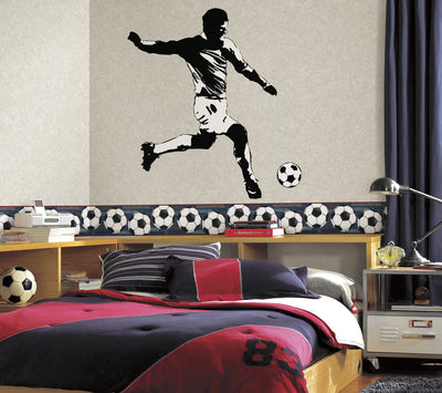 Soccer Player Peel and Stick Wall Decals | Removable Repositionable Stickers | Easy Damage-Free Wall Art for Kids Bedroom Nursery Playroom