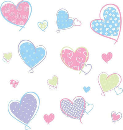 Hearts Peel and Stick Wall Decals | Removable Repositionable Stickers | Easy Damage-Free Wall Art for Kids Bedroom Nursery Playroom
