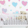 Hearts Peel and Stick Wall Decals | Removable Repositionable Stickers | Easy Damage-Free Wall Art for Kids Bedroom Nursery Playroom