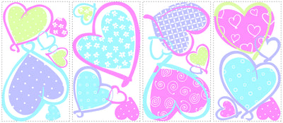Hearts Peel and Stick Wall Decals | Removable Repositionable Stickers | Easy Damage-Free Wall Art for Kids Bedroom Nursery Playroom