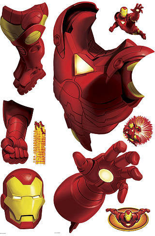 Ironman Peel and Stick Wall Decals | Removable Repositionable Stickers | Easy Damage-Free Wall Art for Kids Bedroom Nursery Playroom