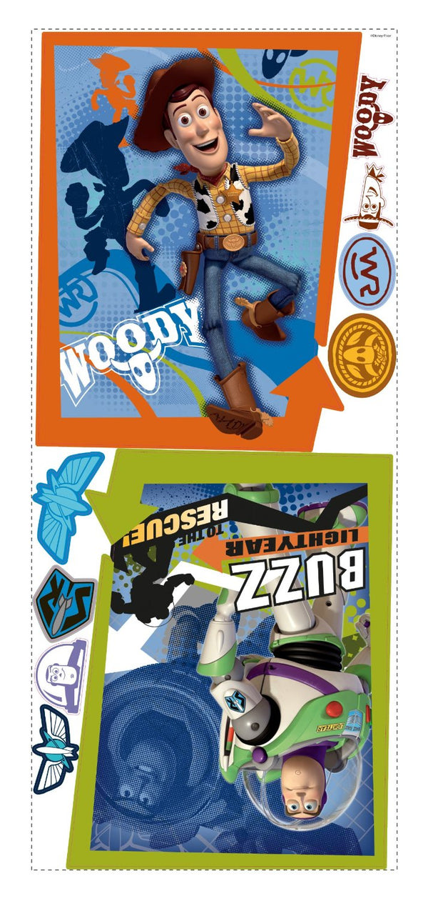 Toy Story Buzz and Woody Peel and Stick Giant Wall Poster | Removable Repositionable Decal | Easy Apply Damage-Free Wall Art for Bedroom Playroom Decor