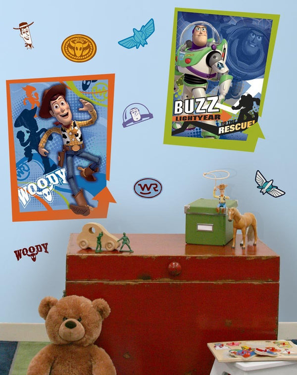Toy Story Buzz and Woody Peel and Stick Giant Wall Poster | Removable Repositionable Decal | Easy Apply Damage-Free Wall Art for Bedroom Playroom Decor