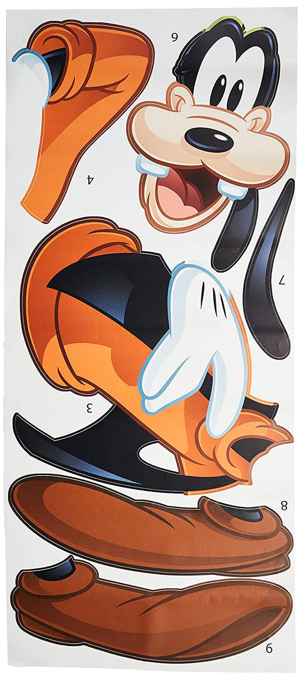 Mickey and Friends Goofy Peel and Stick Wall Decals | Removable Repositionable Stickers | Easy Damage-Free Wall Art for Kids Bedroom Nursery Playroom