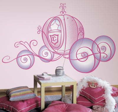 Princess Carriage Peel and Stick Wall Decals | Removable Repositionable Stickers | Easy Damage-Free Wall Art for Kids Bedroom Nursery Playroom