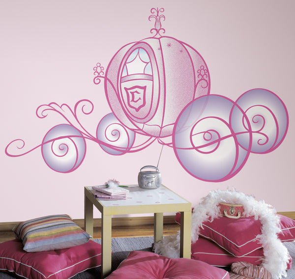 Princess Carriage Peel and Stick Wall Decals | Removable Repositionable Stickers | Easy Damage-Free Wall Art for Kids Bedroom Nursery Playroom