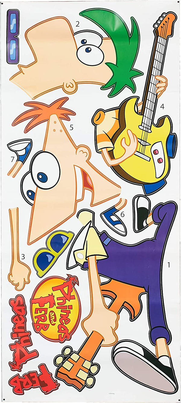 Phineas and Ferb Peel and Stick Wall Decals | Removable Repositionable Stickers | Easy Damage-Free Wall Art for Kids Bedroom Nursery Playroom