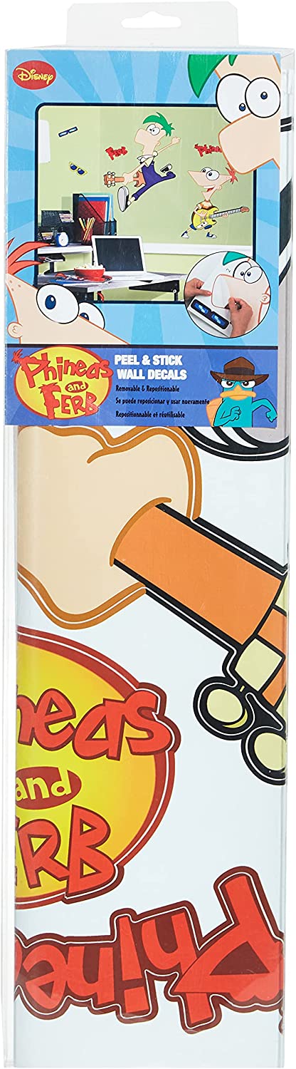 Phineas and Ferb Peel and Stick Wall Decals | Removable Repositionable Stickers | Easy Damage-Free Wall Art for Kids Bedroom Nursery Playroom