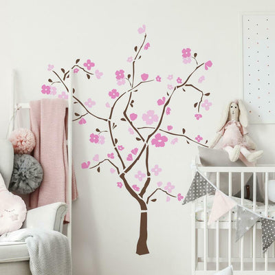 Spring Blossom Tree Peel and Stick Wall Decals | Removable Repositionable Stickers | Easy Damage-Free Wall Art for Kids Bedroom Nursery Playroom