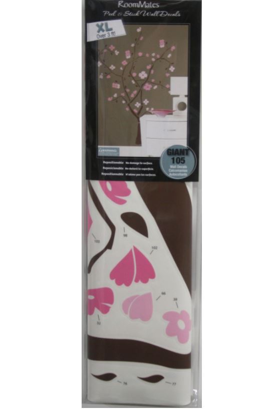 Spring Blossom Tree Peel and Stick Wall Decals | Removable Repositionable Stickers | Easy Damage-Free Wall Art for Kids Bedroom Nursery Playroom