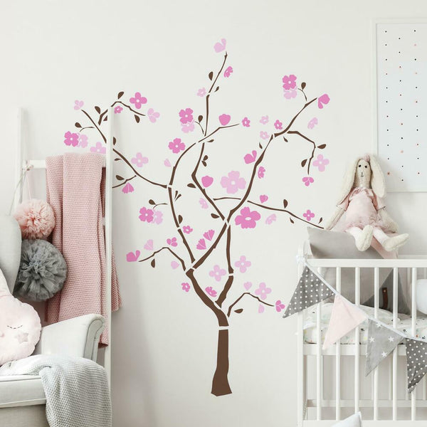 Spring Blossom Tree Peel and Stick Wall Decals | Removable Repositionable Stickers | Easy Damage-Free Wall Art for Kids Bedroom Nursery Playroom