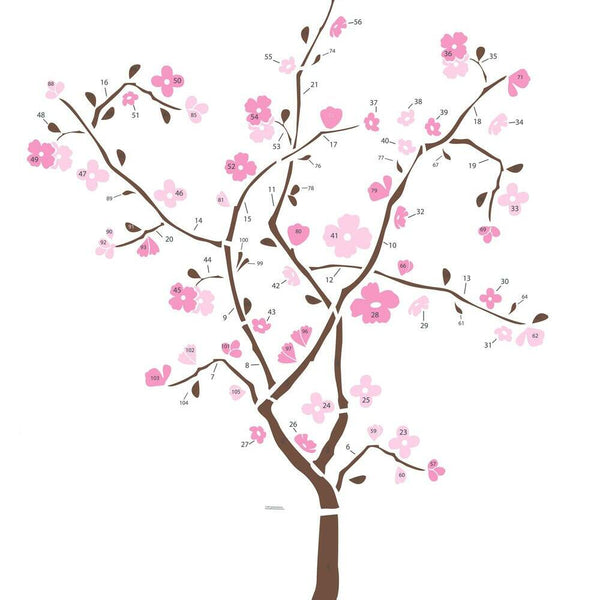 Spring Blossom Tree Peel and Stick Wall Decals | Removable Repositionable Stickers | Easy Damage-Free Wall Art for Kids Bedroom Nursery Playroom