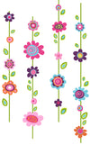 Flower Stripe Peel and Stick Wall Decals | Removable Repositionable Stickers | Easy Damage-Free Wall Art for Kids Bedroom Nursery Playroom