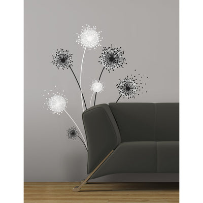 Graphic Dandelion Peel and Stick Wall Decals | Removable Repositionable Stickers | Easy Damage-Free Wall Art for Kids Bedroom Nursery Playroom