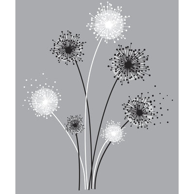 Graphic Dandelion Peel and Stick Wall Decals | Removable Repositionable Stickers | Easy Damage-Free Wall Art for Kids Bedroom Nursery Playroom
