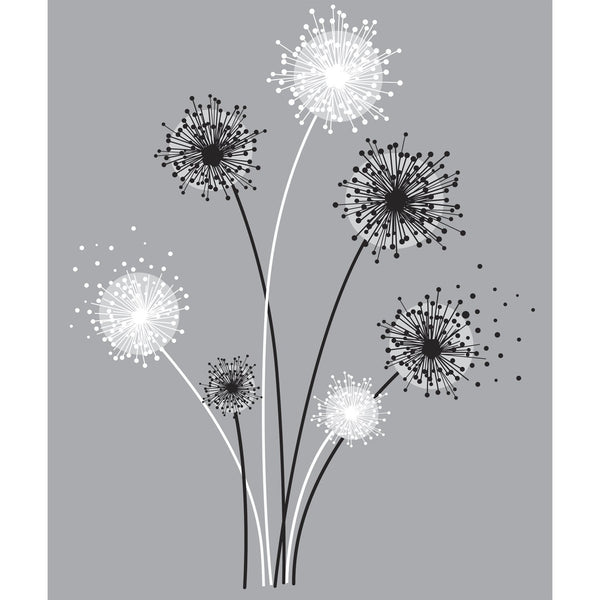 Graphic Dandelion Peel and Stick Wall Decals | Removable Repositionable Stickers | Easy Damage-Free Wall Art for Kids Bedroom Nursery Playroom