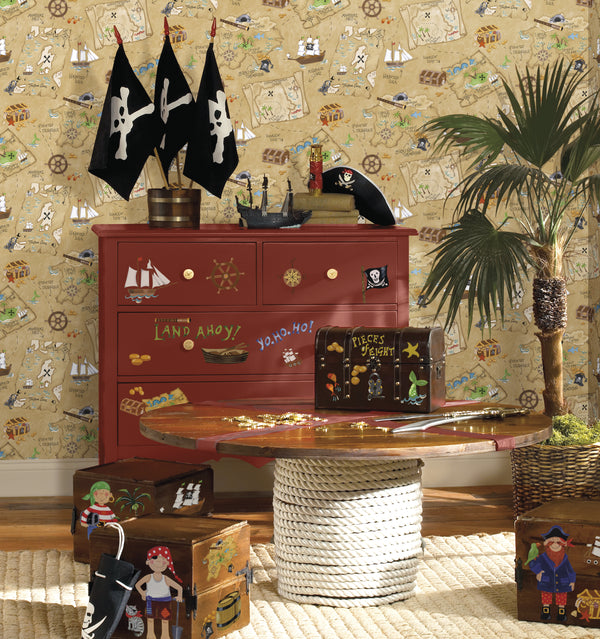 Pirates Map Peel and Stick Dry Erase Wall Decals | Removable Writable Reusable Surface | Easy Apply Damage-Free Decor for Home Office Kids Room