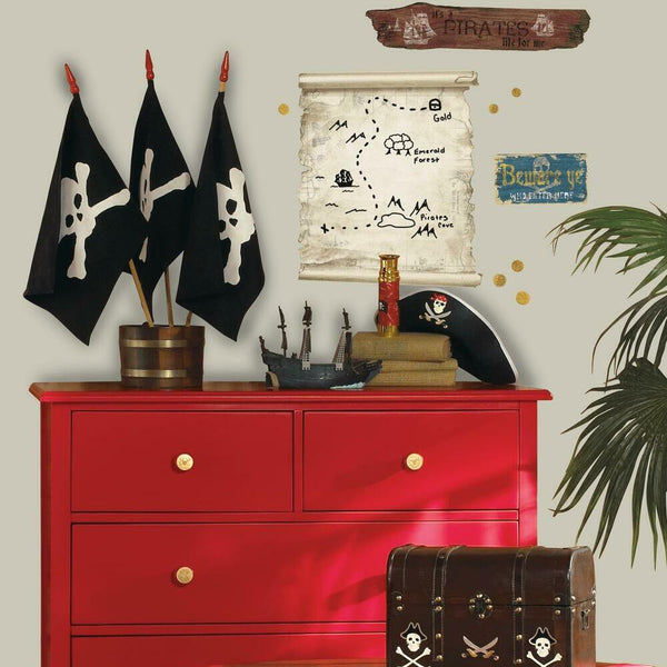Pirates Map Peel and Stick Dry Erase Wall Decals | Removable Writable Reusable Surface | Easy Apply Damage-Free Decor for Home Office Kids Room