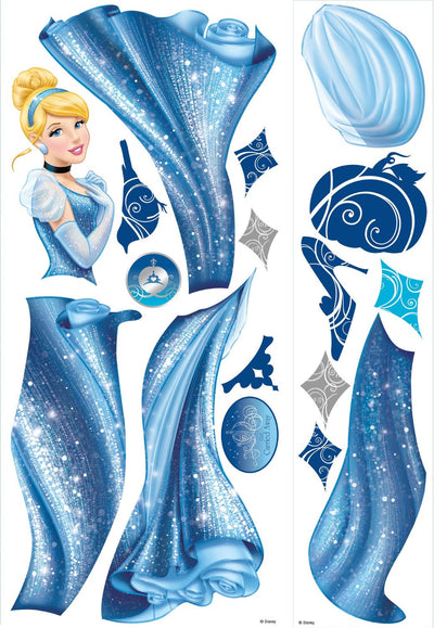 Princess Cinderella Glamour Peel and Stick Wall Decals | Removable Repositionable Stickers | Easy Damage-Free Wall Art for Kids Bedroom Nursery Playroom