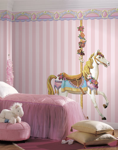 RoomMates Carousel Horse Peel and Stick Wall Decals Removable Repositionable Stickers Easy Damage-Free Wall Art for Kids