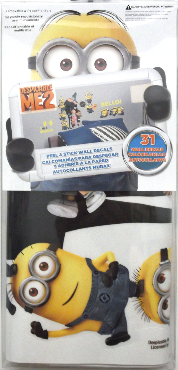 Despicable Me 2 Peel and Stick Wall Decals | Removable Repositionable Stickers | Easy Damage-Free Wall Art for Kids Bedroom Nursery Playroom