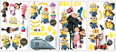 Despicable Me 2 Peel and Stick Wall Decals | Removable Repositionable Stickers | Easy Damage-Free Wall Art for Kids Bedroom Nursery Playroom
