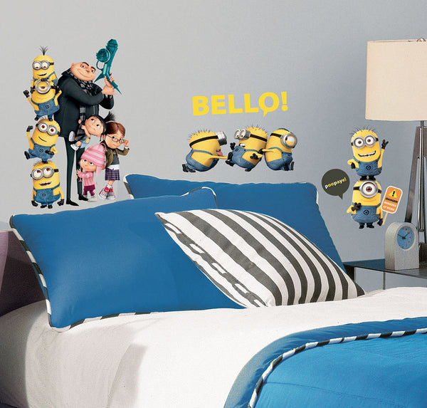 Despicable Me 2 Peel and Stick Wall Decals | Removable Repositionable Stickers | Easy Damage-Free Wall Art for Kids Bedroom Nursery Playroom
