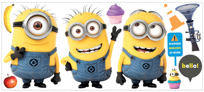 Despicable Me 2 Minions Peel and Stick Wall Decals | Removable Repositionable Stickers | Easy Damage-Free Wall Art for Kids Bedroom Nursery Playroom