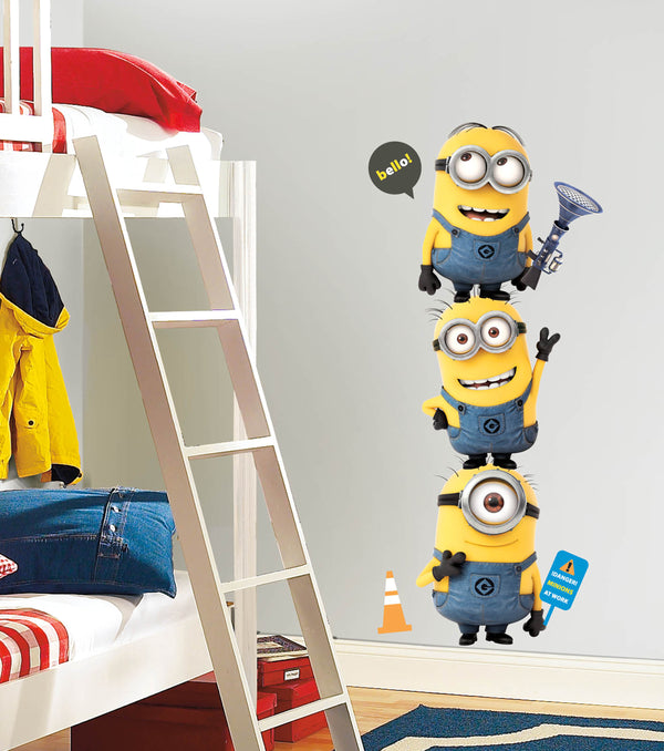 Despicable Me 2 Minions Peel and Stick Wall Decals | Removable Repositionable Stickers | Easy Damage-Free Wall Art for Kids Bedroom Nursery Playroom