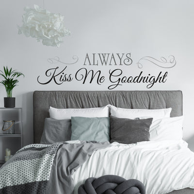 Always Kiss Me Goodnight Peel and Stick Wall Decals | Removable Repositionable Stickers | Easy Damage-Free Wall Art for Kids Bedroom Nursery Playroom