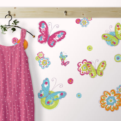 Brushwork Butterfly Peel and Stick Wall Decals | Removable Repositionable Stickers | Easy Damage-Free Wall Art for Kids Bedroom Nursery Playroom