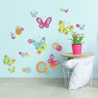 Brushwork Butterfly Peel and Stick Wall Decals | Removable Repositionable Stickers | Easy Damage-Free Wall Art for Kids Bedroom Nursery Playroom