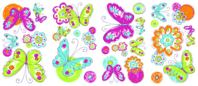 Brushwork Butterfly Peel and Stick Wall Decals | Removable Repositionable Stickers | Easy Damage-Free Wall Art for Kids Bedroom Nursery Playroom