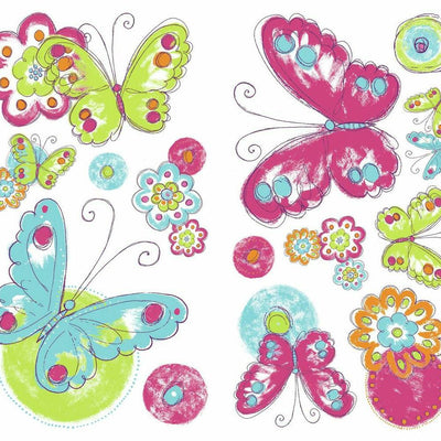 Brushwork Butterfly Peel and Stick Wall Decals | Removable Repositionable Stickers | Easy Damage-Free Wall Art for Kids Bedroom Nursery Playroom