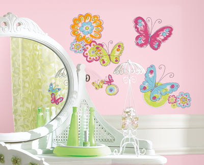 Brushwork Butterfly Peel and Stick Wall Decals | Removable Repositionable Stickers | Easy Damage-Free Wall Art for Kids Bedroom Nursery Playroom