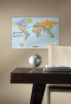 World Map Peel and Stick Dry Erase Wall Decals | Removable Writable Reusable Surface | Easy Apply Damage-Free Decor for Home Office Kids Room