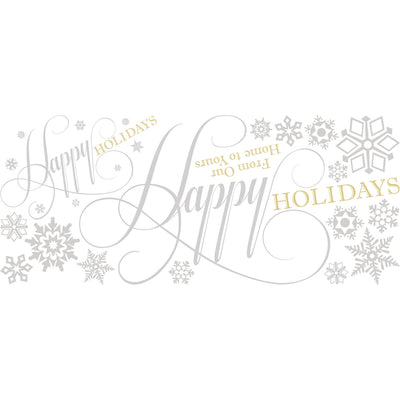 Happy Holidaysn Quote W / Gliter Peel and Stick Wall Decals | Removable Repositionable Stickers | Easy Damage-Free Wall Art for Kids Bedroom Nursery Playroom