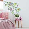 Boho Floral Peel and Stick Wall Decals | Removable Repositionable Stickers | Easy Damage-Free Wall Art for Kids Bedroom Nursery Playroom